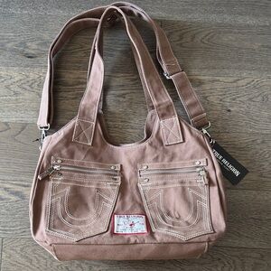 True Religion Tan Canvas Shoulder Bag